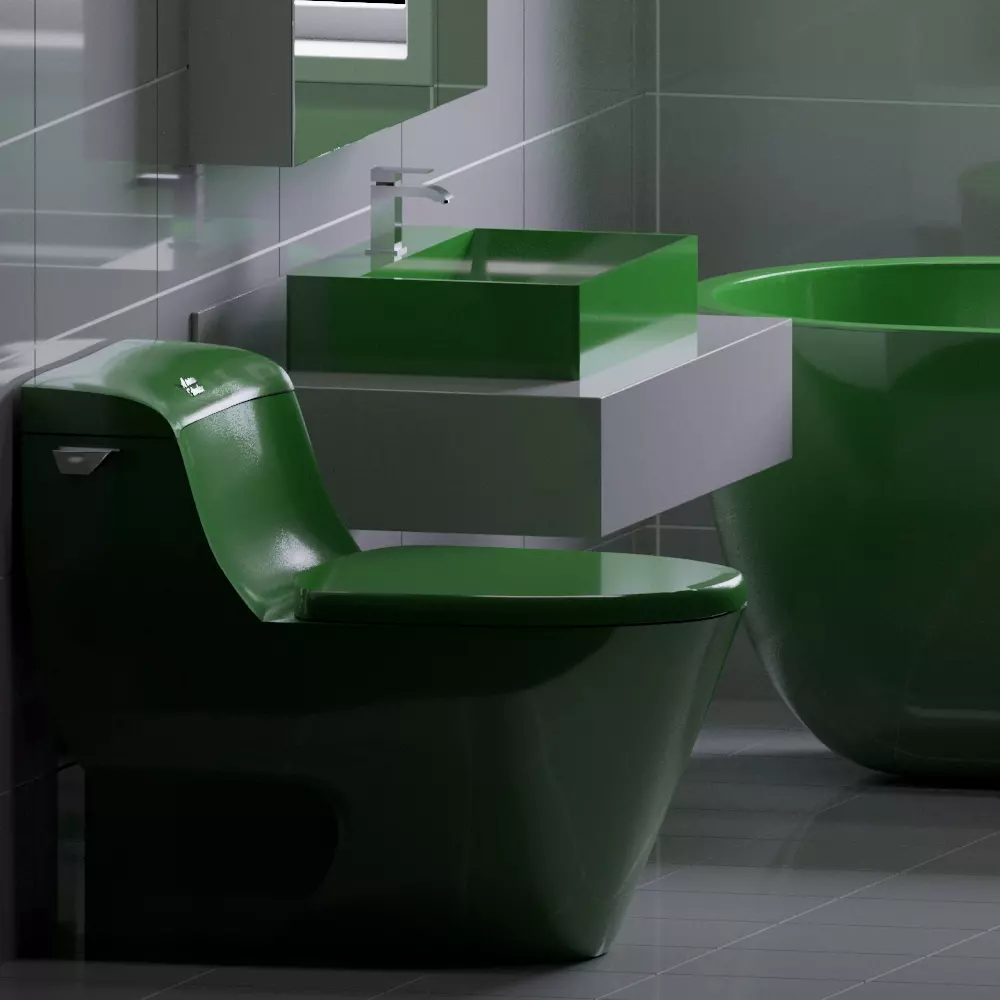 6 Green porcelain